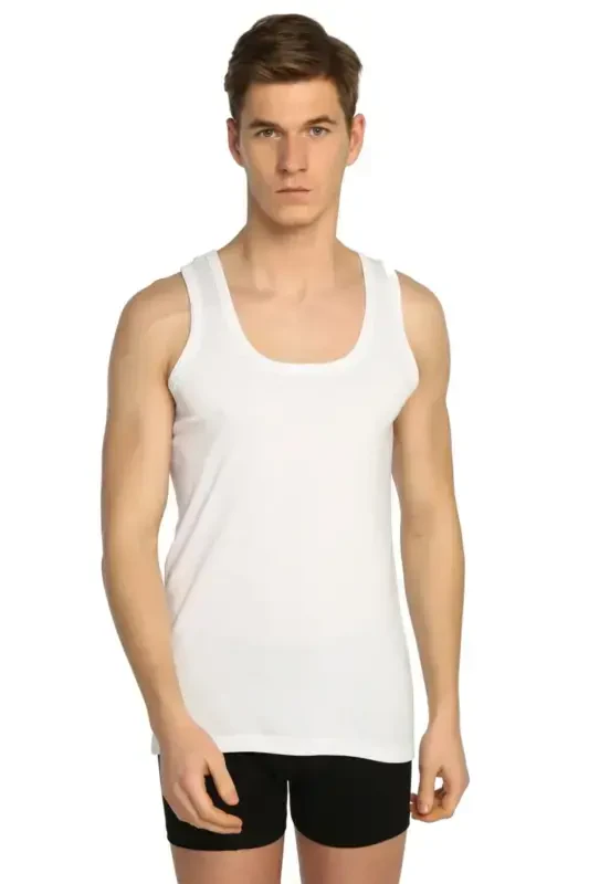 Men's White 6-Pack Ribbed Classic Undershirt Elf568t0102ccm6 - TUTKU