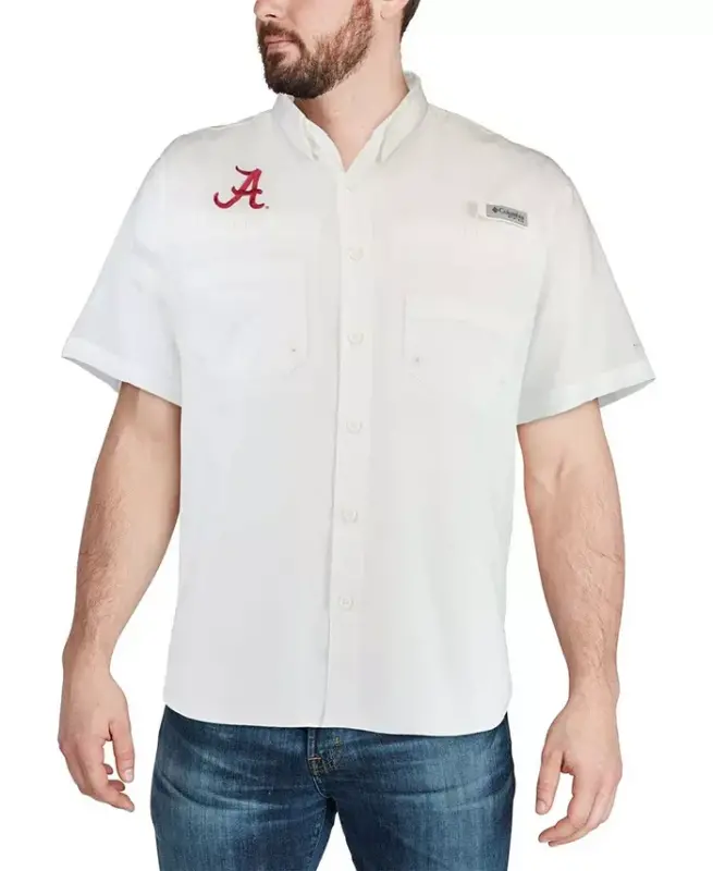 Men's White Alabama Crimson Tide Tamiami Shirt-White - 4