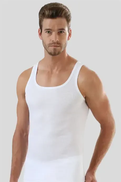 Men's White Athletic Tank Ribana 100% Cotton 3-Pack - 4