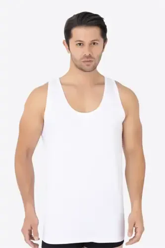 Men's White Bamboo Tank Top 2-Pack Soft Flexible Thin Fabric Breathable Tank Top - BÜYÜKBEDENIZ (1)