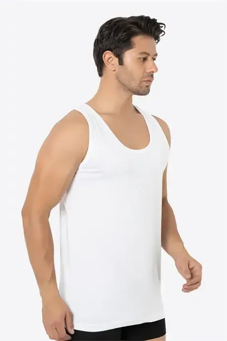Men's White Bamboo Tank Top 2-Pack Soft Flexible Thin Fabric Breathable Tank Top - 3