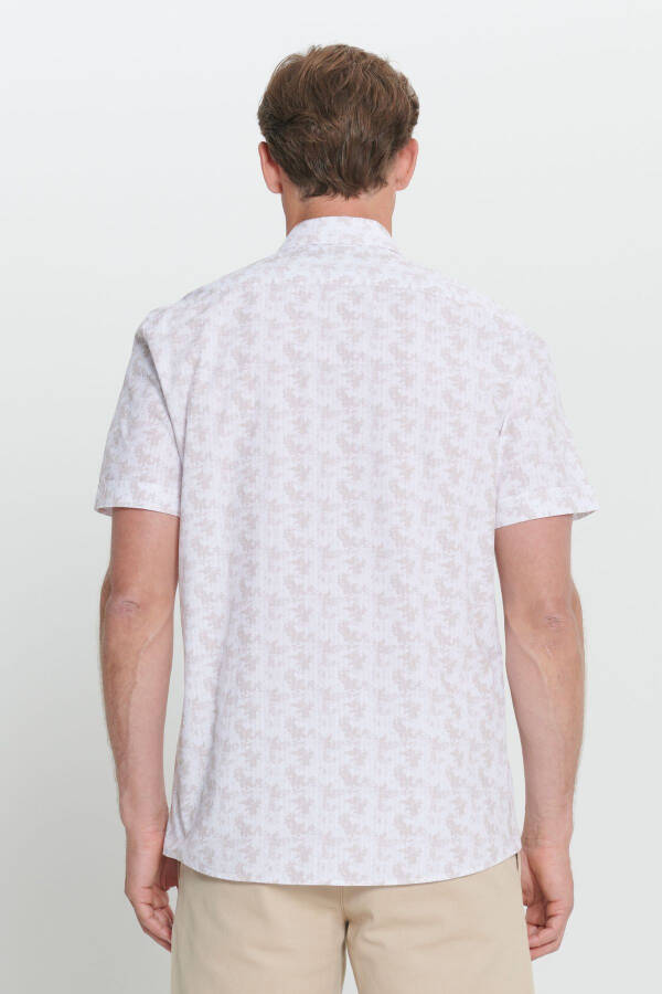 Men's White-Beige 100% Cotton Printed Slim Fit Narrow Cut - 5