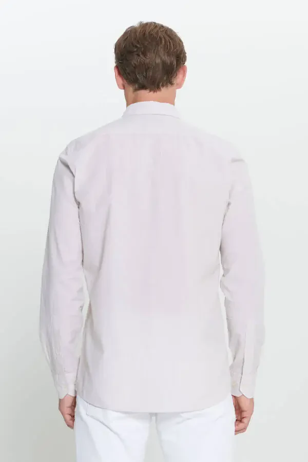 Men's White-Beige Slim Fit Narrow Cut Button-Down Collar %1 - 6