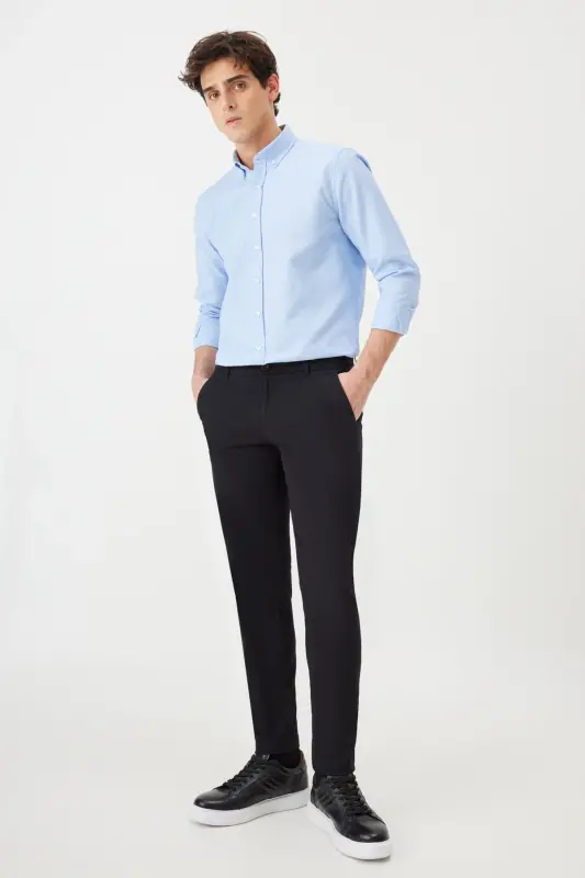 Men's WHITE-BLUE 2-Pack Cotton Oxford Easy Iron Slim Fit Shirt Set - 7