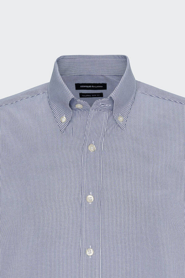 Men's White-Blue Slim Fit Narrow Cut Button-Down Collar Shirt - 7