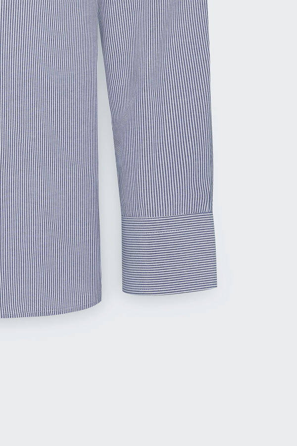 Men's White-Blue Slim Fit Narrow Cut Button-Down Collar Shirt - 8