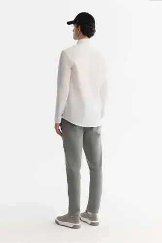 Men's White Button-Down Collar Easy Iron Shirt - 5