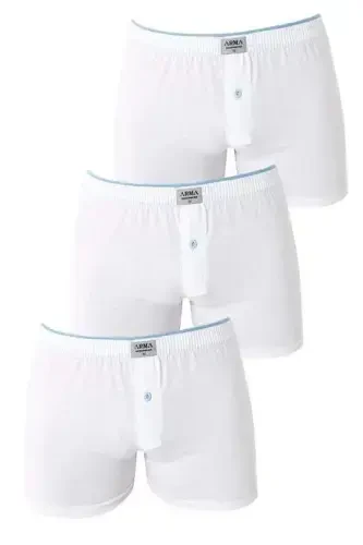 Men's White Button-Fly Boxer 3-Pack, 100% Cotton Jersey - 14