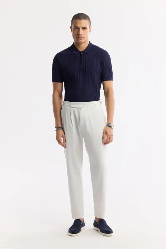 Men's White Carrot Fit Classic Waist Epaulette Detailed G - AVVA