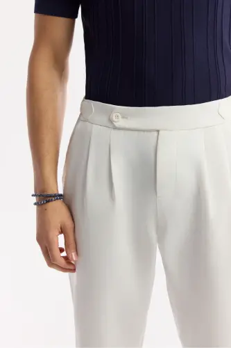 Men's White Carrot Fit Classic Waist Epaulette Detailed G - 4