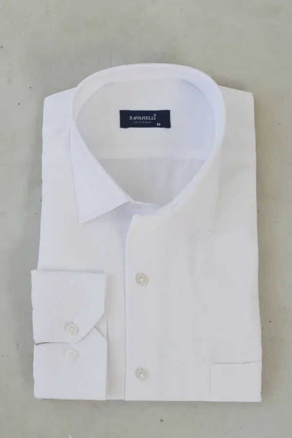 Men's White Classic Collar Easy Iron Cotton Blend Slim Fit Gift Boxed Shirt G90 - 1