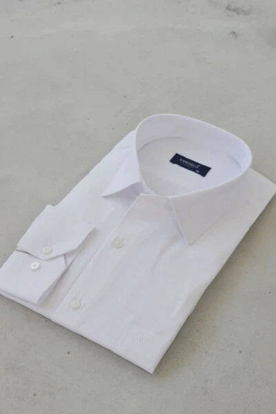 Men's White Classic Collar Easy Iron Cotton Blend Slim Fit Gift Boxed Shirt G90 - RAVANELLI (1)