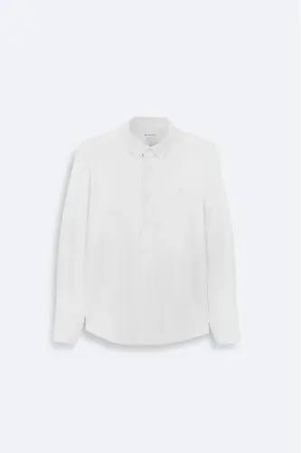 Men's White Classic Collar Flexible Technical Fabric Shirt - 7
