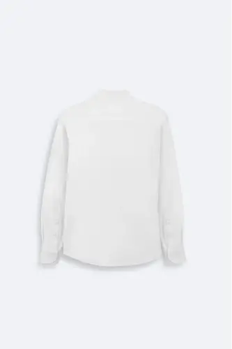 Men's White Classic Collar Flexible Technical Fabric Shirt - 8