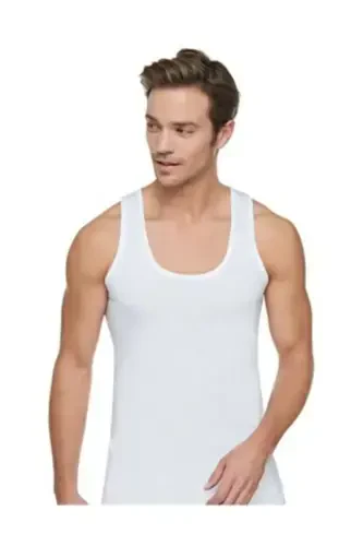 Men's White Cotton 6-Pack White Men's Rambo (Sport) Tank Top-WHITE - TUTKU (1)