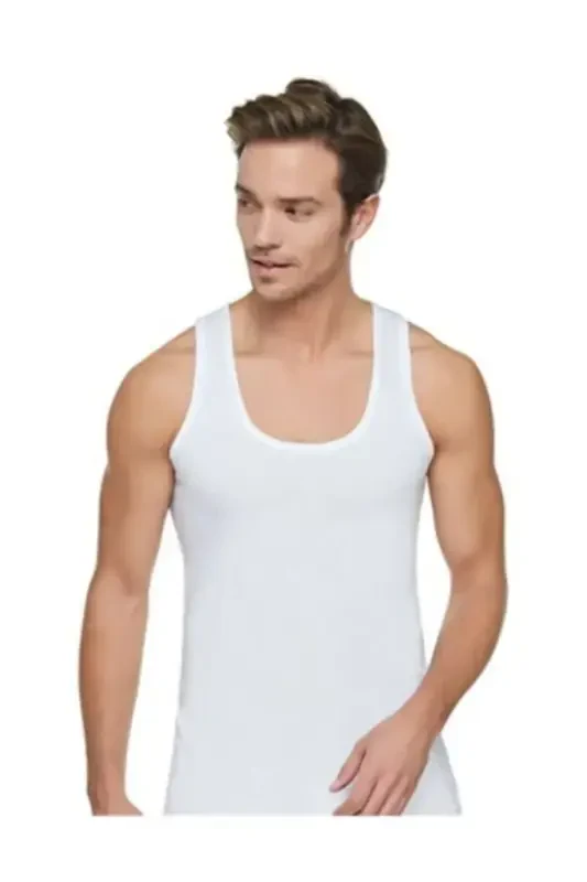 Men's White Cotton 6-Pack White Men's Rambo (Sport) Tank Top-WHITE - 2