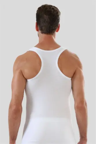 Men's White Cotton Lycra Sports Tank Top 3 Pack - BÜYÜKBEDENIZ (1)