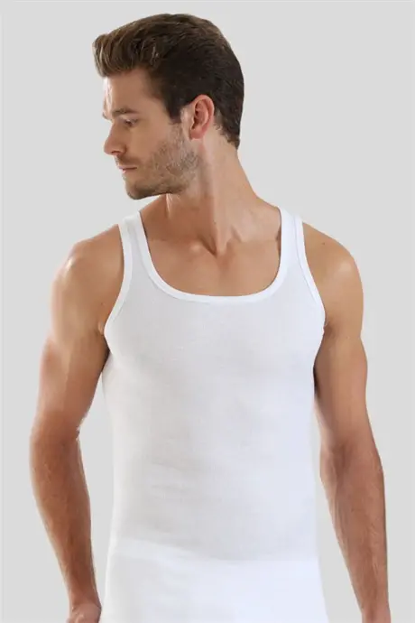 Men's White Cotton Lycra Sports Tank Top 3 Pack - 4