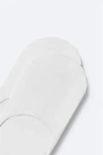 Men's White Cotton No-Show Socks B008557-White - AVVA (1)