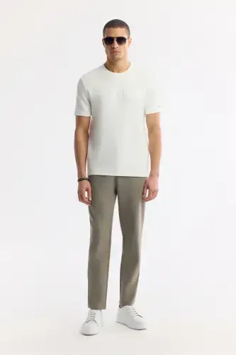 Men's White Crew Neck Jacquard T-Shirt A41Y1167-White - 7