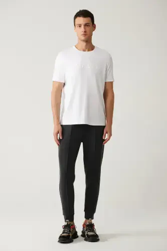 Men's White Crew Neck Printed Soft Touch Regular Fit T-shirt A41y1030 - 6