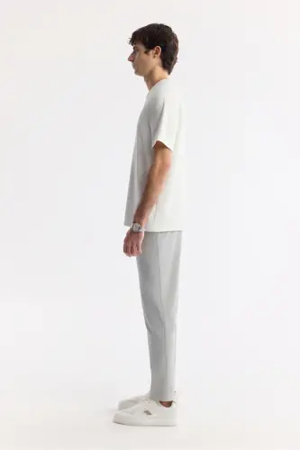 Men's White Crew Neck Printed T-shirt A41y1168-White - 3