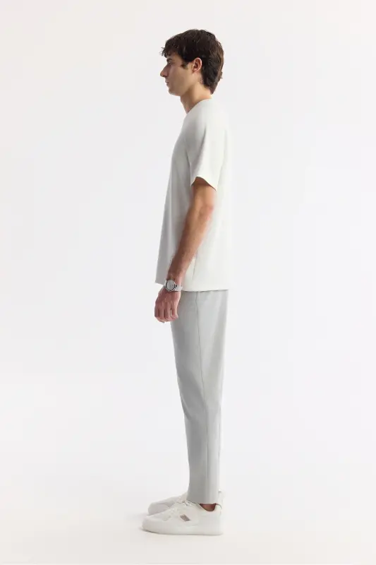 Men's White Crew Neck Printed T-shirt A41y1168-White - 3