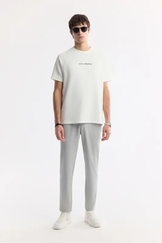 Men's White Crew Neck Printed T-shirt A41y1168-White - 5