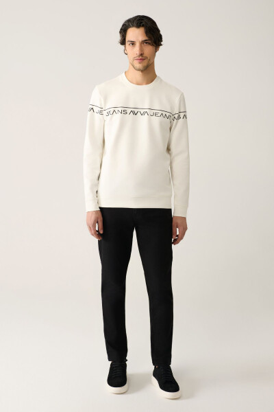 Men's White Crew Neck Sweatshirt - 10