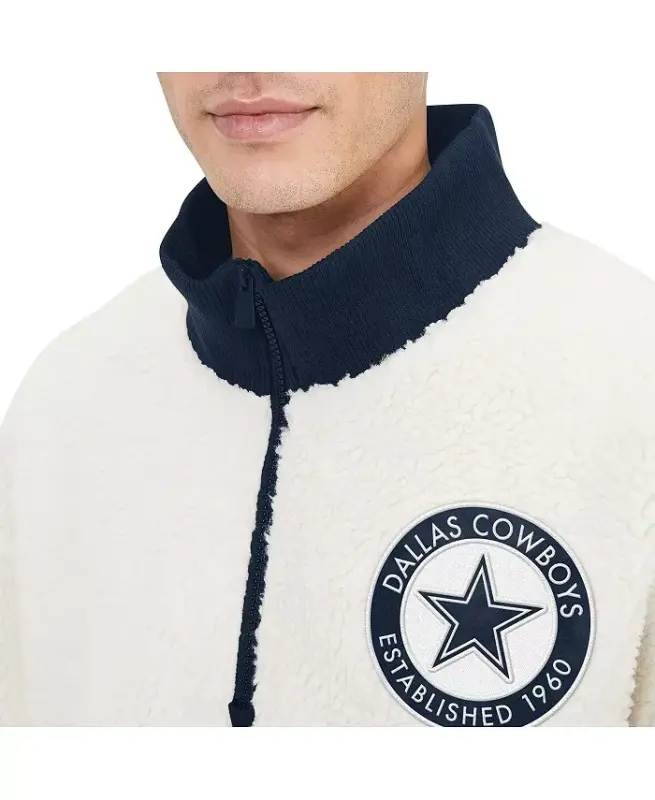 Men's White Dallas Cowboys Jordan Sherpa Quarter-Zip Jacket - 2