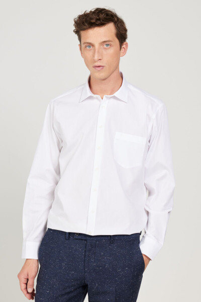 Men's White Easy Iron Comfort Fit Wide - ALTINYILDIZ CLASSICS