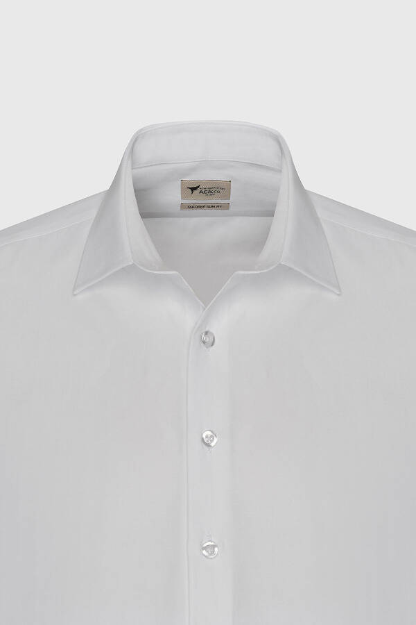 Men's White Easy Iron Slim Fit Slim Fit Classic Collar Cotton Shirt - 24