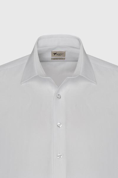 Men's White Easy Iron Slim Fit Slim Fit Classic Collar Cotton Shirt - 4