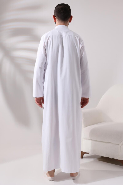 Men's White Floor-Length Thawb for Hajj and Umrah - 5