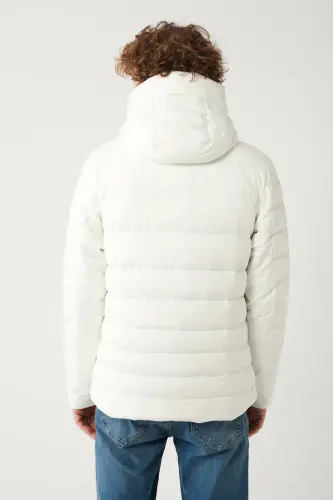 Men's White Goose Down Water Repellent Windproof Thermometer Hooded Puffer Jacket A32y6017-White - 4