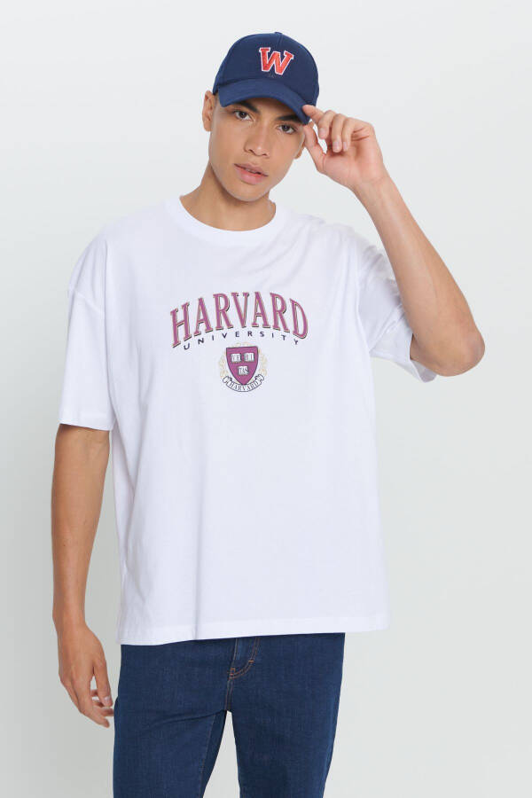 Men's White Harvard Licensed Oversize Loose Fit %1 - 10