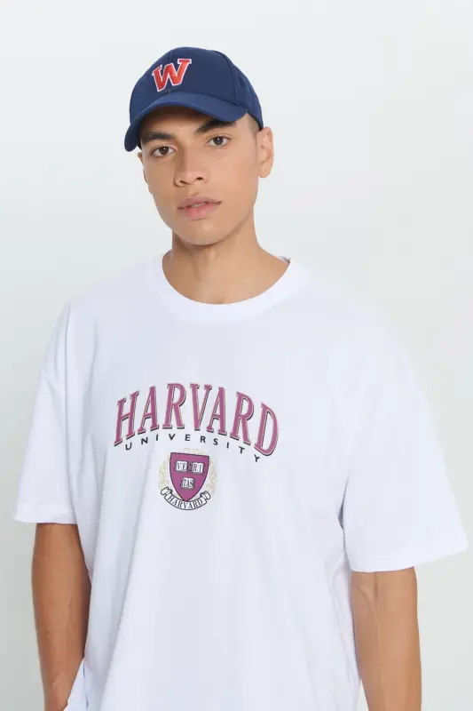 Men's White Harvard Licensed Oversize Loose Fit %1 - 8