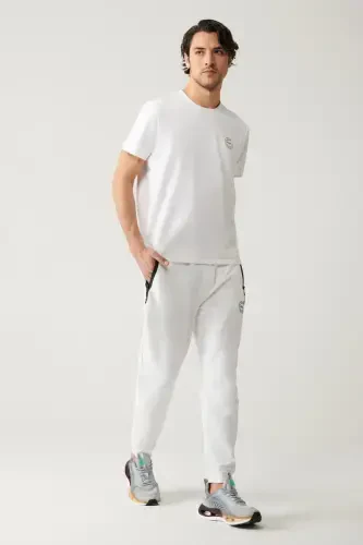 Men's White Jersey Fabric 2 Thread Sweatpants A41y3416-White - 1