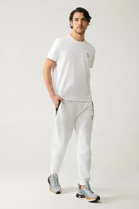 Men's White Jersey Fabric 2 Thread Sweatpants A41y3416-White - 1