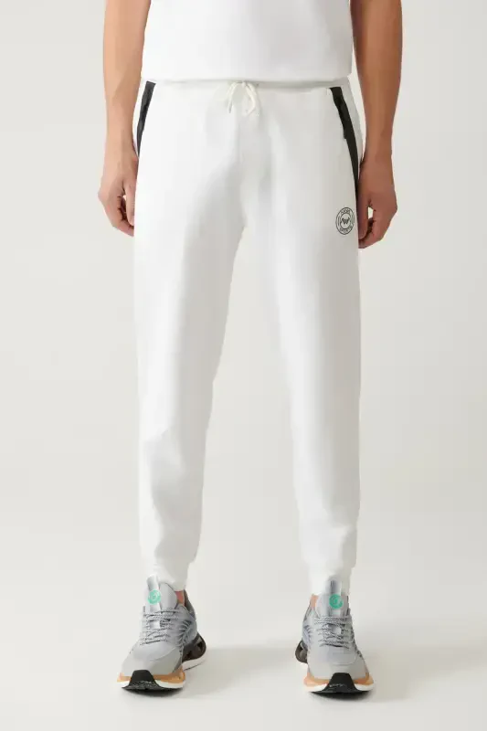 Men's White Jersey Fabric 2 Thread Sweatpants A41y3416-White - 2