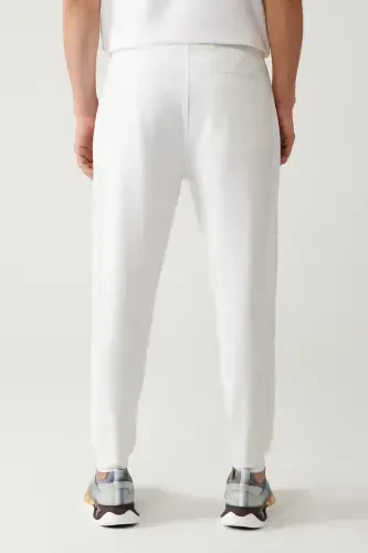 Men's White Jersey Fabric 2 Thread Sweatpants A41y3416-White - 4