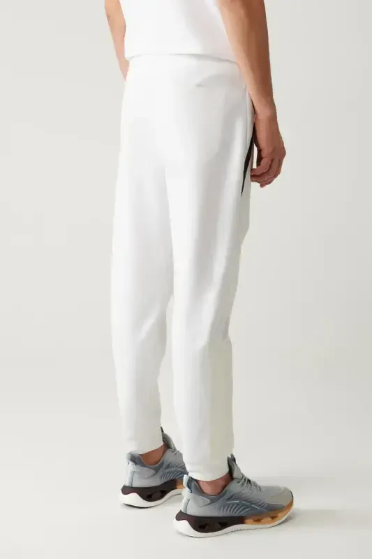 Men's White Jersey Fabric 2 Thread Sweatpants A41y3416-White - 5