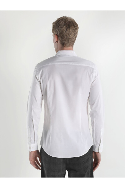 Men's White Long Sleeve Slim Fit Shirt - 2