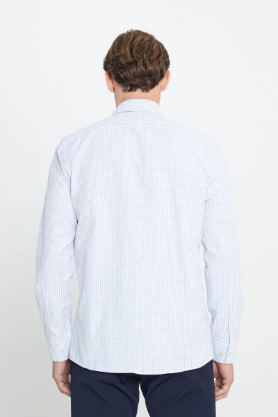 Men's White Mint Cotton Oxford Slim Fit Narrow Cut Classic Collar Textured Shirt - 5