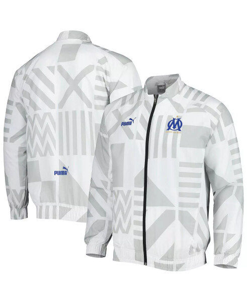 Men's White Olympique Marseille Pre-Match Raglan Full-Zip Training Jacket White - 1