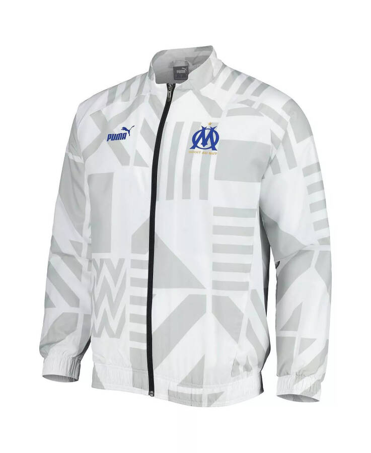 Men's White Olympique Marseille Pre-Match Raglan Full-Zip Training Jacket White - 3