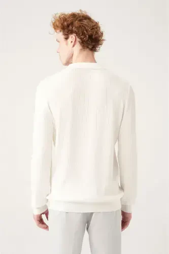 Men's White Polo Collar Knit - 4