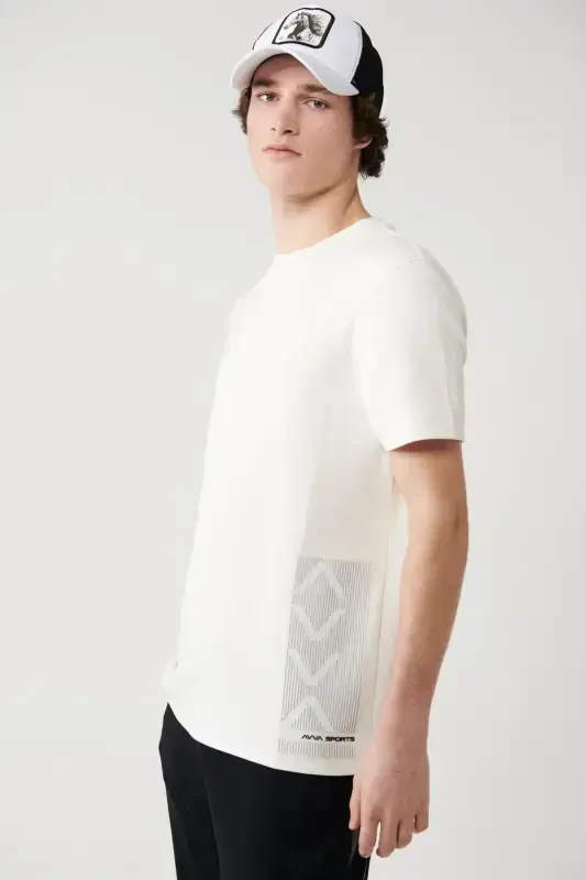 Men's White Printed Bike Neck Soft Touch Regular Fit T-shirt A41y1328 - 3