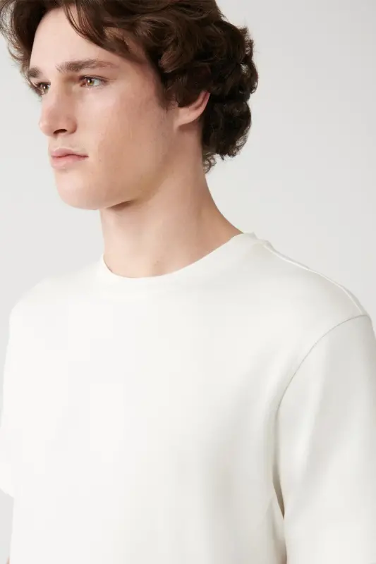 Men's White Printed Bike Neck Soft Touch Regular Fit T-shirt A41y1328 - 2