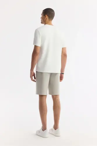 Men's White Printed Crew Neck Interlock T-Shirt A41Y1174-White - 4